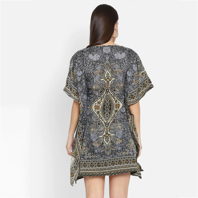 Grey Ethnic Motifs Maternity Kaftan Dress