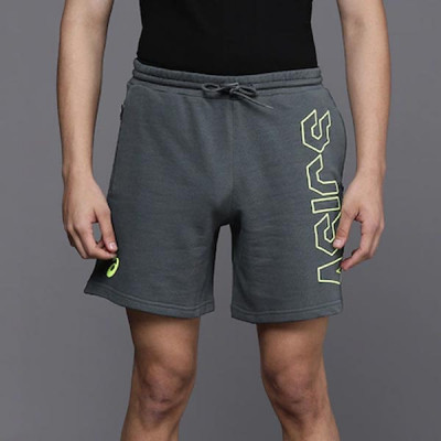 Men Grey Typography Training Shorts